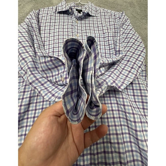 J. Crew Shirt Men's L Plaid‎ Button Down Long Sleeve Crosby 120's 2-ply Cotton - Picture 3 of 9